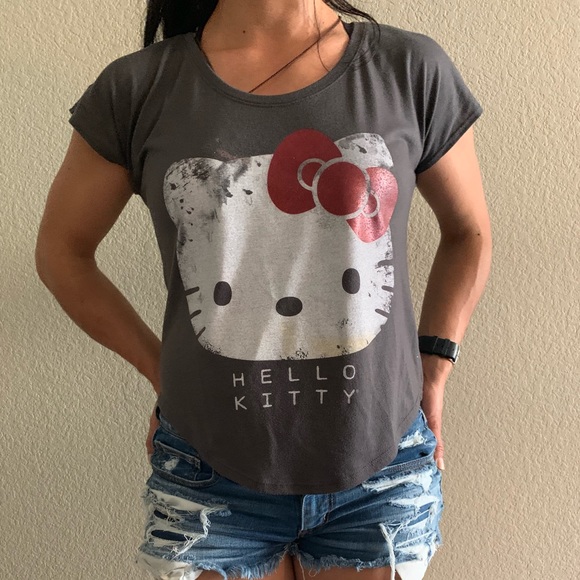 Hello Kitty Tops - HELLO KITTY DISTRESSED TEE